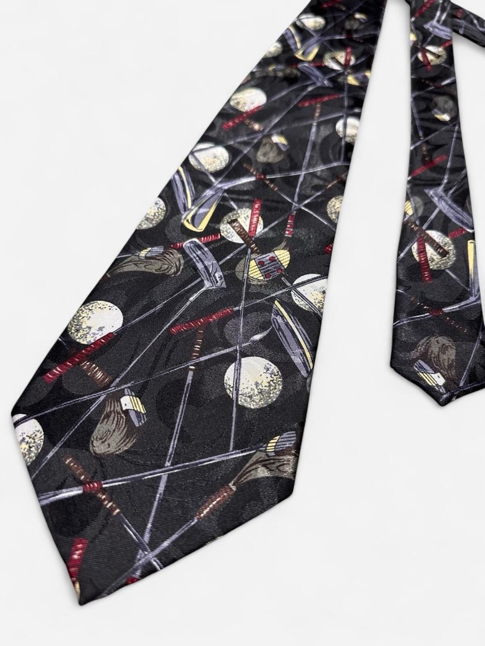 Men's Black Golf Motif Tie